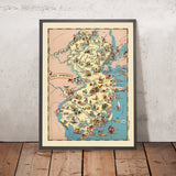 Pictorial Map of New Jersey by Ruth Taylor White, 1935: Newark, Jersey Shore, Pine Barrens, Atlantic Ocean, Delaware River
