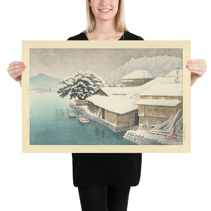 Neige du soir à Ishinomaki par Hasui Kawase, 1935 