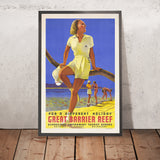 Affiche de voyage de la Grande Barrière de corail : Pour des vacances différentes par Percy Trompf, 1939 