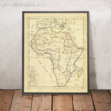 Old Manuscript Map of Africa by Bowen, 1810: hand-colored school atlas, seas shown, 1:43M scale