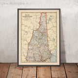 Old Auto Trails Map of New Hampshire, 1920: Manchester, Nashua, Concord, Salem, Keene