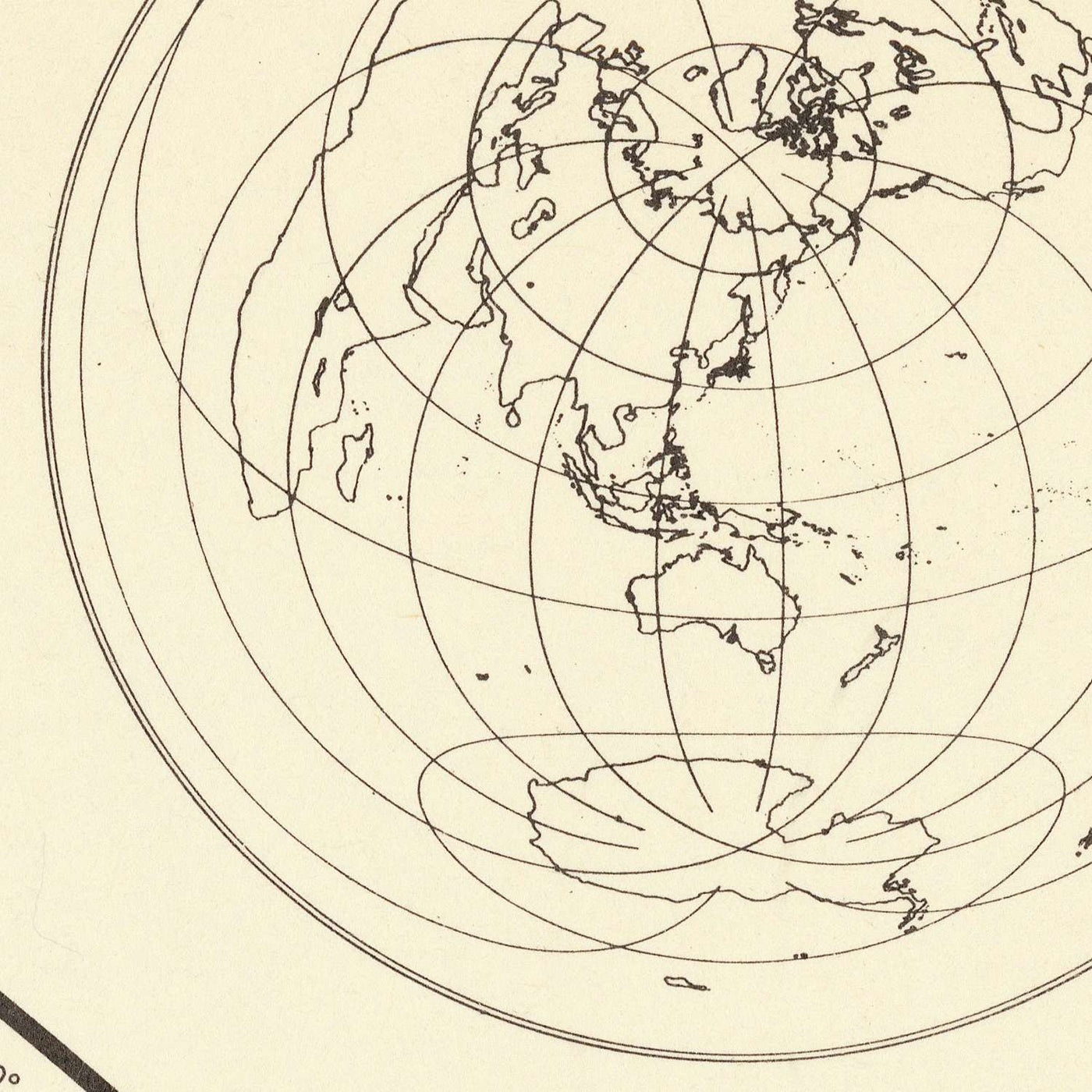 Old Azimuthal World Map Centered on the United States, 1947
