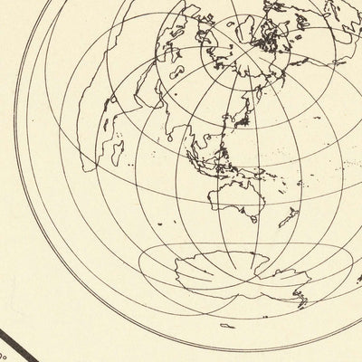 Old Azimuthal World Map Centered on the United States, 1947