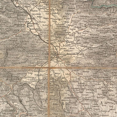 Old Map of Eastern and Julian Alps by Mayr, 1874: Trieste, Slovenia, Croatia, Adriatic Sea