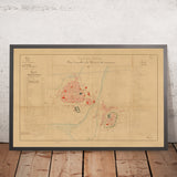 Antiguo mapa militar y de calles de Carcasona de Viollet-le-Duc, 1854: Fortificaciones de la Cité, Castillo, Basílica 