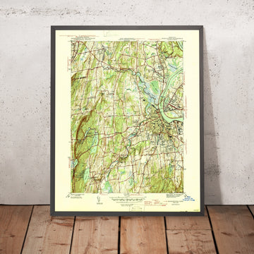 Old Map of Middletown, Connecticut by USGS, 1945 – Connecticut River & Wadsworth Falls State Park