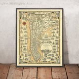 Manhattan: Der große Spaziergang, Routenkarte von The Unique Maps Co. und Chase, 1939: Personalisierbar, Central Park, Freiheitsstatue, Empire State Building, Harlem 