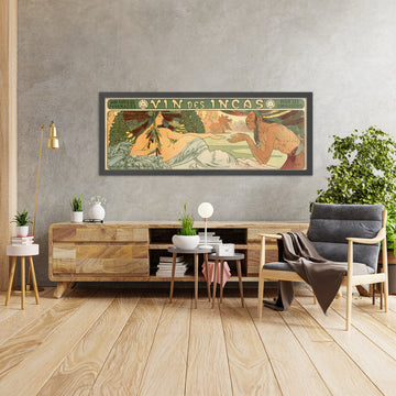 A framed image of Vin des Incas by Alphonse Mucha, 1897