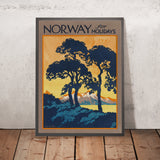 Affiche de voyage Norvège : Norway for Holidays par Freda Lingstrom, 1930 