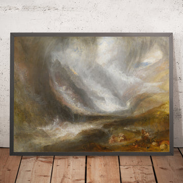 A framed image of Valley of Aosta; Snowstorm Avalanche and Thunderstorm by Turner 1836