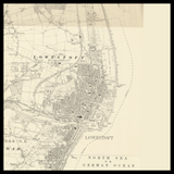 Carte ancienne personnalisée de Lowestoft 