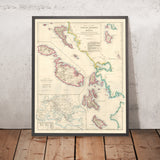 Old Map of Greece and Malta by Arrowsmith, 1844: Corfu, Valletta, Ionian Sea, Inset Map, Topography