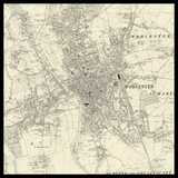 Personalisierte alte Karte von Worcester 