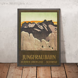 Cartel de viaje del Oberland Bernés: Jungfrau-Bahn de Emil Cardinaux, 1910 