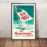 Affiche de voyage Norvège : Norgesmesterskapet på ski par Per A. Johansen Sted, 1953 