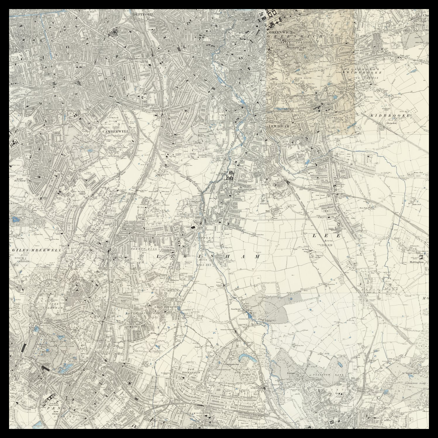 An old Ordnance Survey map of Borough of Lewisham