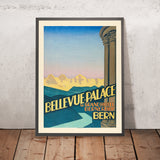 Cartel de viaje de Berna: Bellevue Palace y Grandhotel Bernerhof de Emil Cardinaux, 1934 