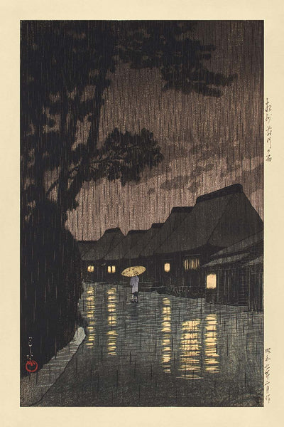 Rain at Maekawa, Sagami Province by Hasui Kawase, 1935