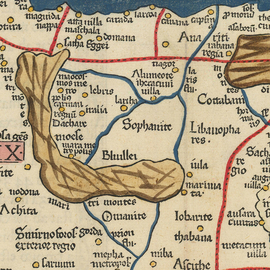 Mappa antica della penisola arabica di Tolomeo, 1482: Arabia Felix, Mar Rosso, Golfo Persico, Carmania 