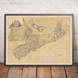 Antike Seekarte von Nova Scotia & PEI von Montresor, 1768: Halifax, Louisbourg, Cape Breton, Sable Island, Bay of Fundy 