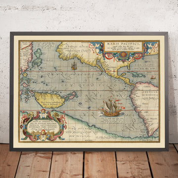 Prima mappa dell’Oceano Pacifico di Ortelius, 1606: la nave Victoria di Magellano 