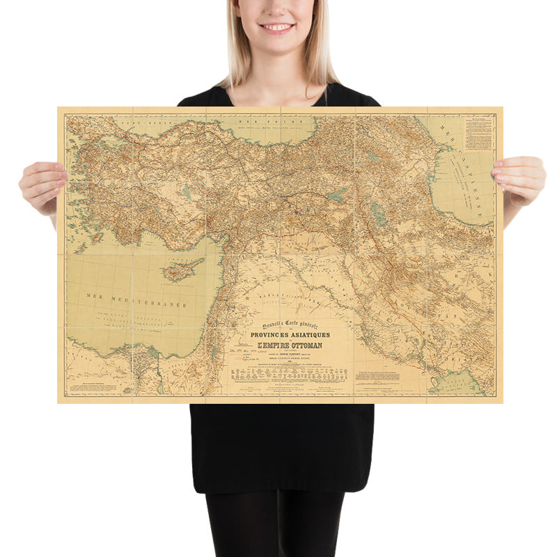 Large Ottoman Empire Map with Railroads, 1912: Istanbul, Baghdad, Hejaz & Baghdad Railway, WW1