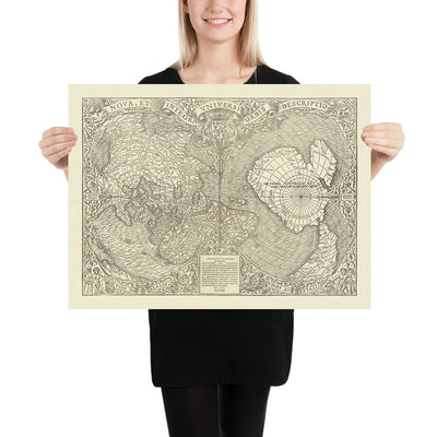 Old Double Cordiform Magellanic World Map by Oronce Fine, 1531: Magellan’s Sea, Terra Australis