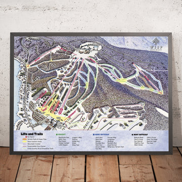 A framed image of Wisp Trail, USA in the style of a simple and modern golf course map