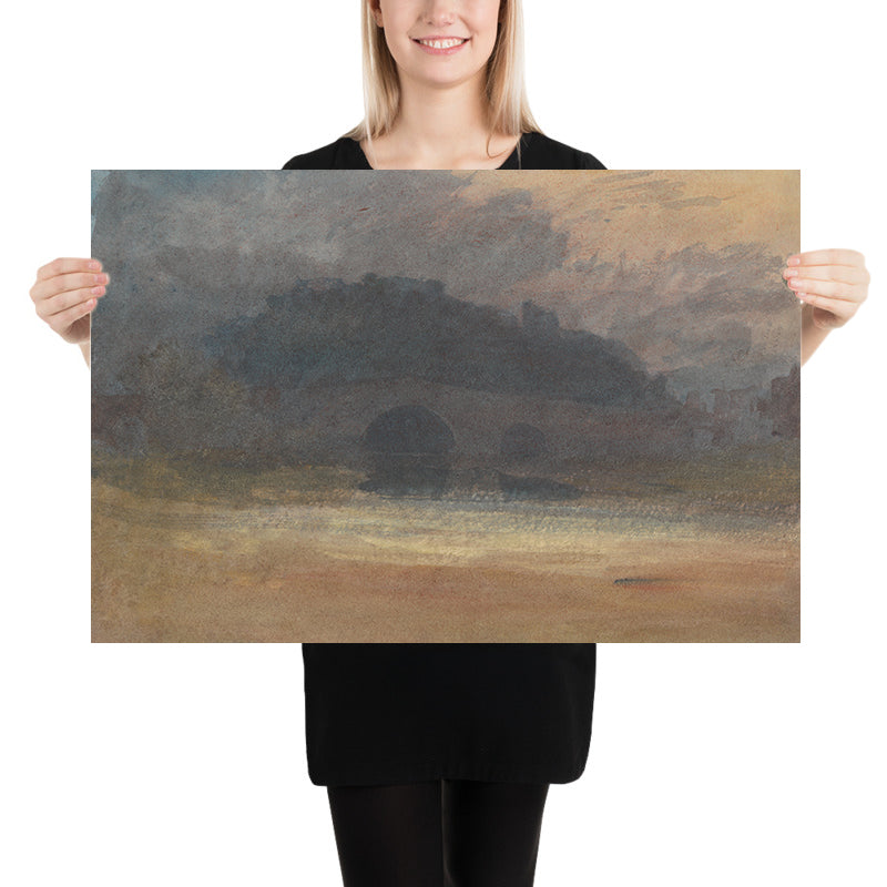 Abendlandschaft mit Schloss und Brücke in Yorkshire von Turner, 1798 