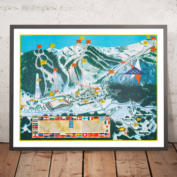 Old Map of Squaw Valley USA, 1960 Winter Olympics: Rink, Speed Oval, Ski Jump, Village, Men&