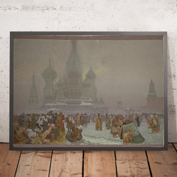 A framed image of The Abolition of Serfdom in Russia by Alphonse Mucha, 1914