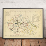 Old Maunscript Map of Czech Republic by Bowen, 1810: Prague, Brno, Ostrava, Sudetes, Silesia