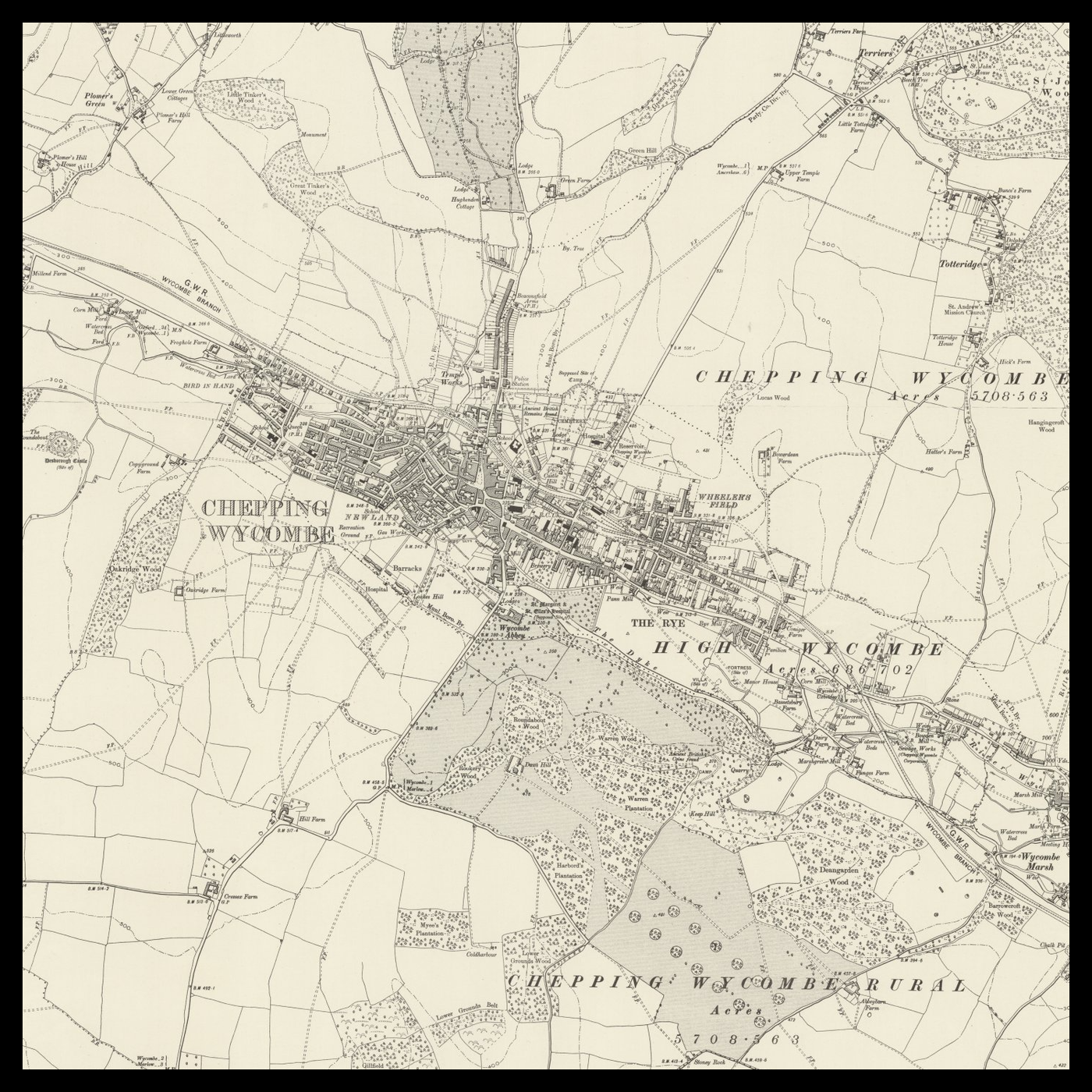 An old Ordnance Survey map of High Wycombe
