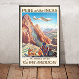 Poster di viaggio Machu Picchu: Peru degli Inca via Pan American di Paul George Lawler, 1938 