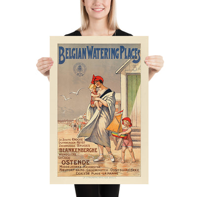 Belgium Coast Travel Poster: Belgian Watering Places by State Railway
