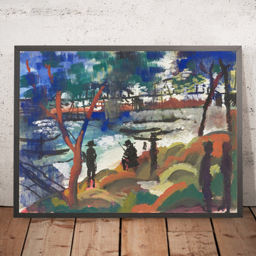 A framed image of Angler by the River by August Macke, 1913