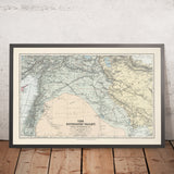 Alte osmanische Karte des Euphrat-Tals von Stanford, 1904: Aleppo, Damaskus, Bagdad, Mosul, Kurdistan 