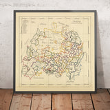 Old Manuscript Map of Germany by Bowen, 1810: Swabia, Stuttgart, Augsburg, Heidelberg, Black Forest