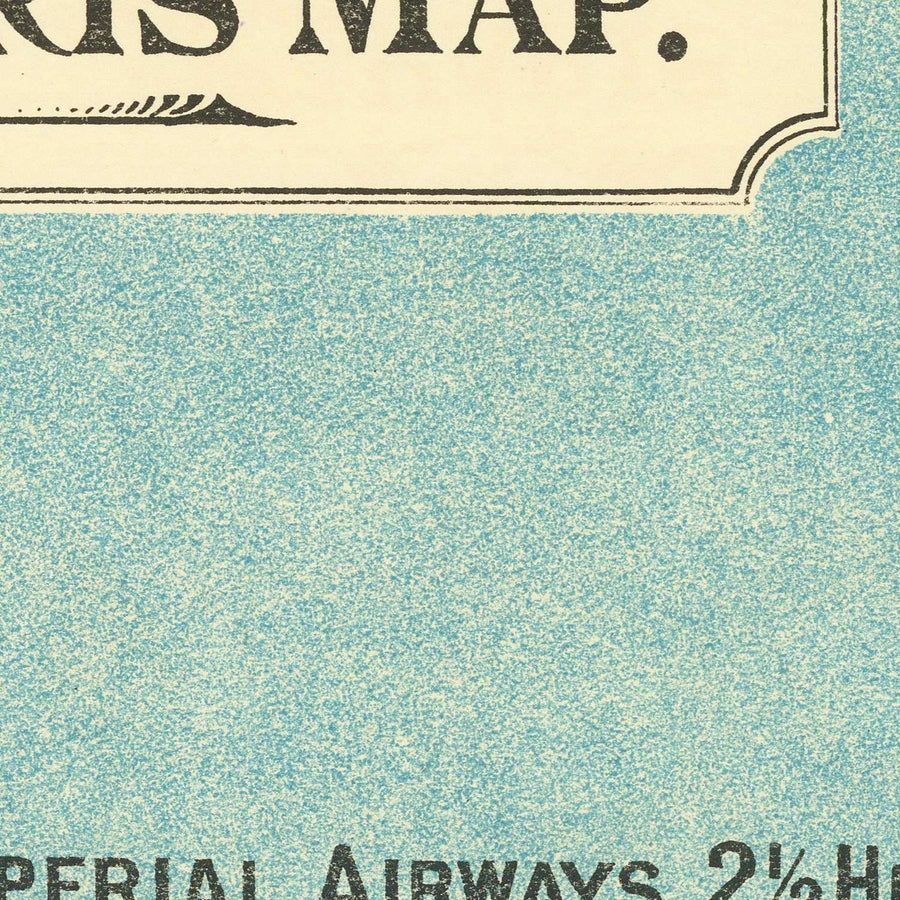 Mappa della vecchia rotta di Londra a Parigi in aereo, 1928: Imperial Airways, Croydon, biplano Handley Page 