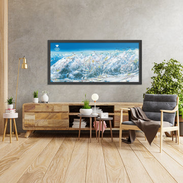 A framed image of Serre Chevalier, France in the style of a simple and modern golf course map