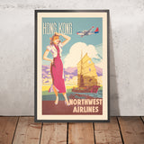 Reiseposter Hongkong von Northwest Airlines, 1950 