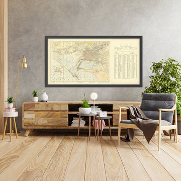 Antica mappa guida di Karachi, 1929: Saddar, Clifton, Lyari, porto di Karachi, mare Arabico 