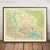 Alte Karte von Manitoba & Nordwestontario von Bartholomew, 1922: Winnipeg, Thunder Bay, Lake Winnipeg, Hudson Bay 