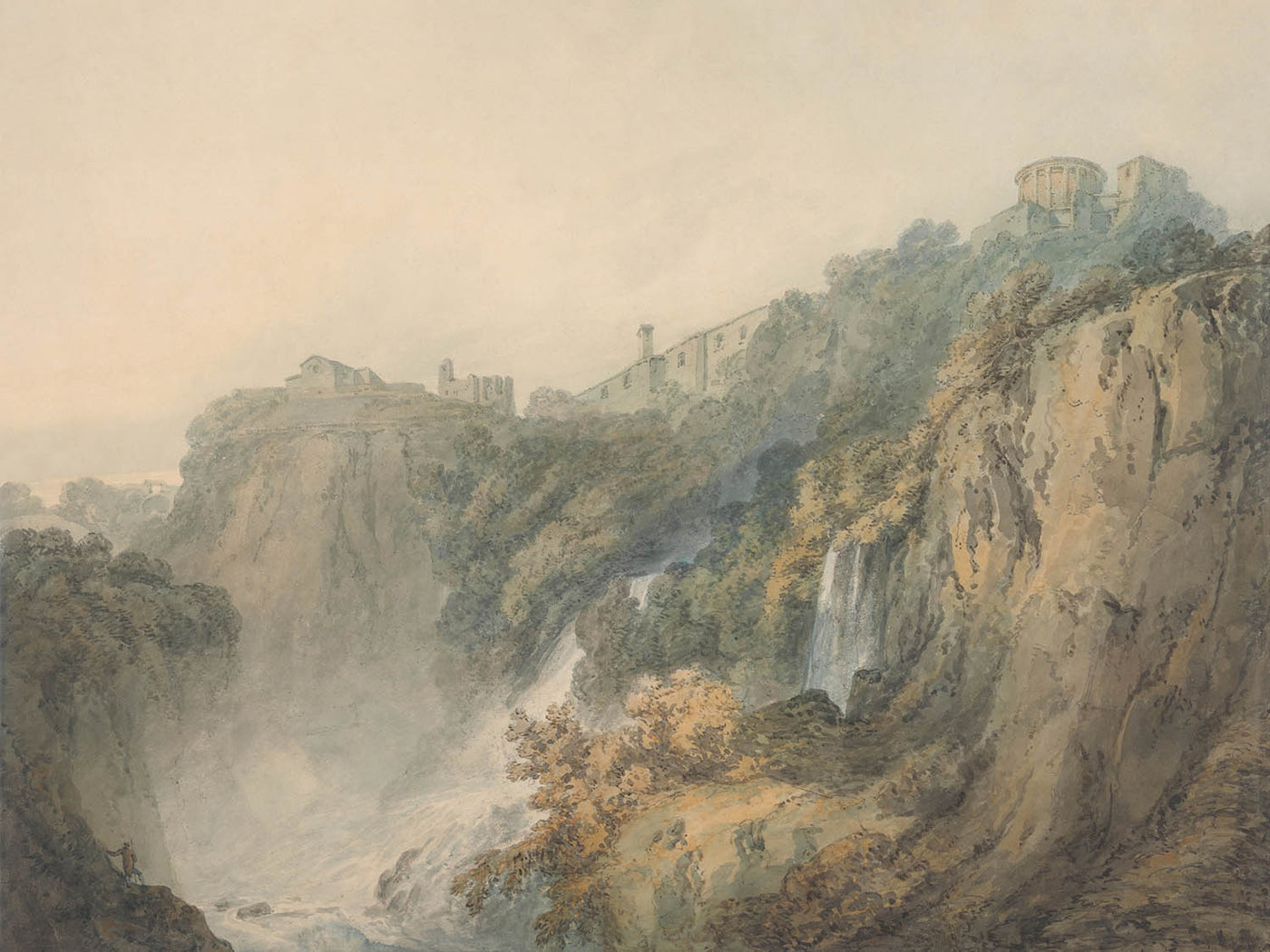 Tivoli mit dem Tempel der Sibylle und den Wasserfällen von Turner, 1796 