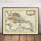 Mappa rara delle Grandi e Piccole Antille di du Plessis, 1700: Cuba, Hispaniola, Giamaica, Porto Rico, Caraibi 