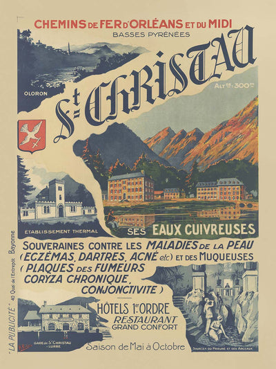 Saint-Christau Travel Poster: Chemins de fer d’Orléans et du Midi by H. Poublan