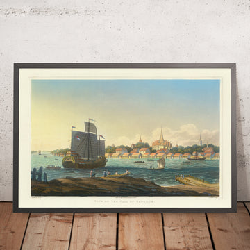 Una imagen enmarcada de First View of Bangkok, de Henry Colburn, 1828