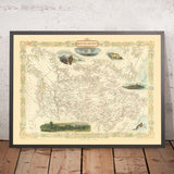 Ancienne carte de l'Amérique britannique (Canada) par Tallis, 1851 : Montréal, Compagnie de la Baie d'Hudson, détroit de Fury et Hecla 