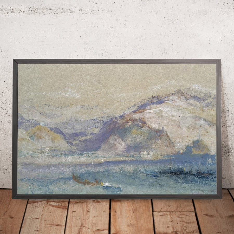 A framed image of Genoa From The Sea by Turner 1828