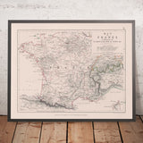 Alte Militärkarte von Frankreich und dem Französischen Revolutionskrieg, 1793 